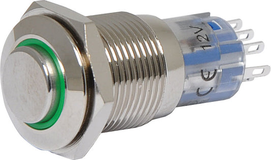 Push Button Switch DPDT Momentary LED Green Solder Tail S0931