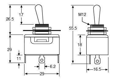 Toggle Switch SPDT (On/Off/On) 10A Heavy Duty S1044