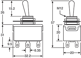 Toggle Switch DPST On / Off 10A Heavy Duty S1047