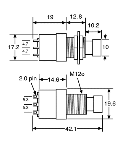 Push Button Switch 3PDT Alternate Footpad S1155