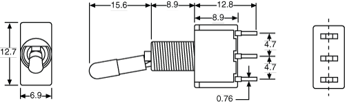 Toggle Switch SPDT With Locking Mech. Solder Tail Mini S1311