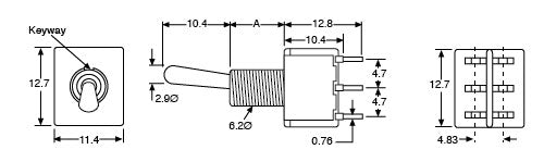 Toggle Switch DPDT Solder Tail Mini S1345