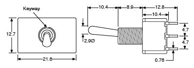 Toggle Switch 4PDT Solder Tail Mini S1385