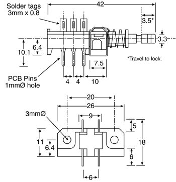 Push Button Switch DPDT Alternate PCB/Chassis Mount S1511