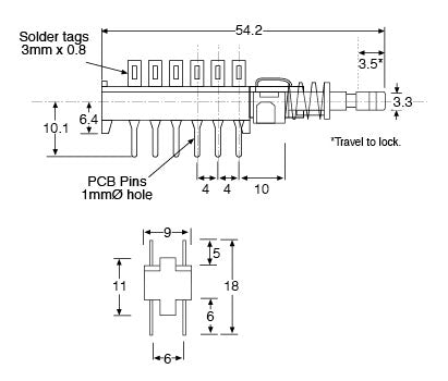 Push Button Switch 4PDT Alt. PCB Mount S1513