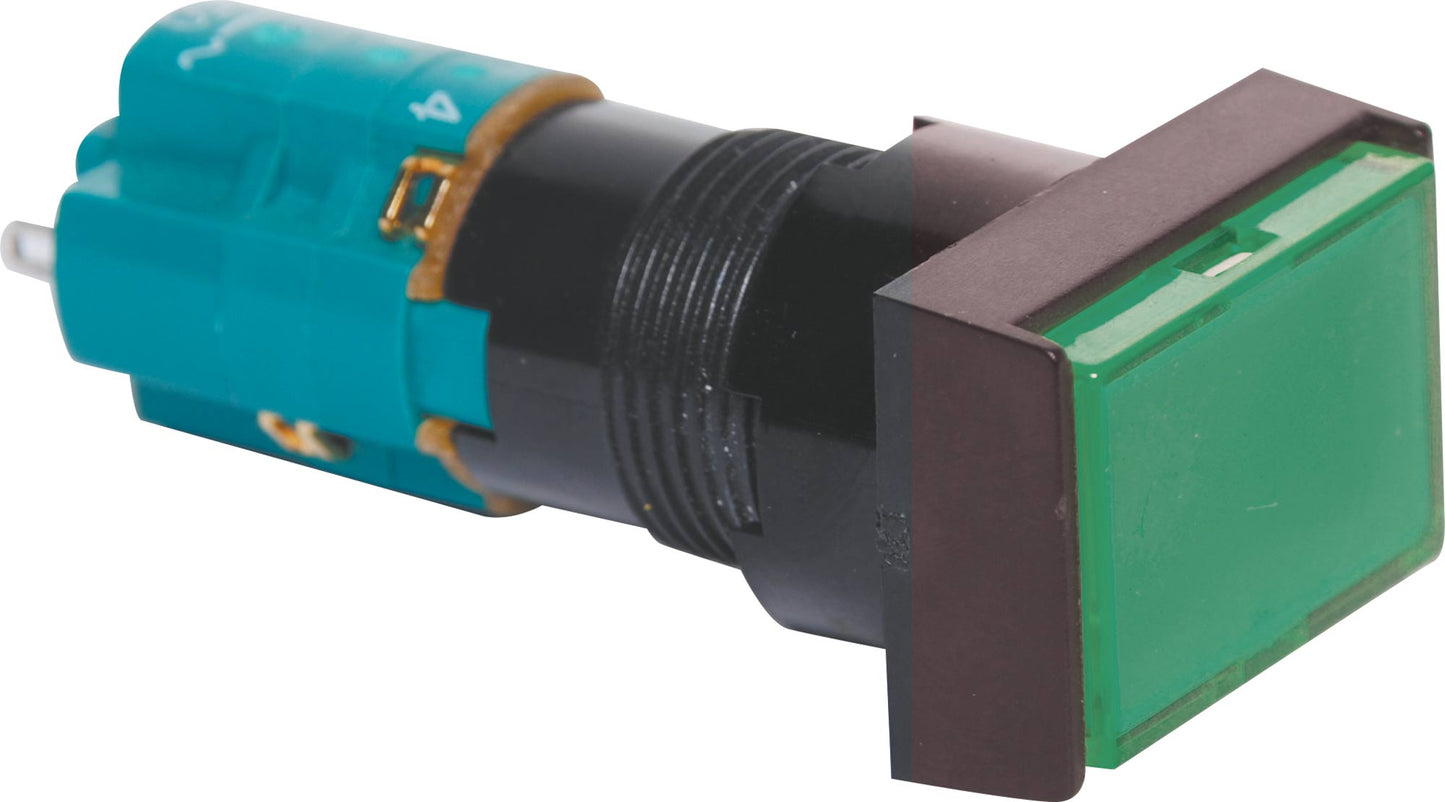 Push Button Switch DPST Alt. Green Illuminated Solder Tail S1722