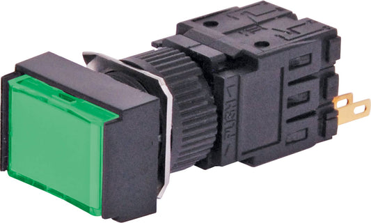 Push Button Switch DPST Alternate Green Illuminated Solder Tail S1722A