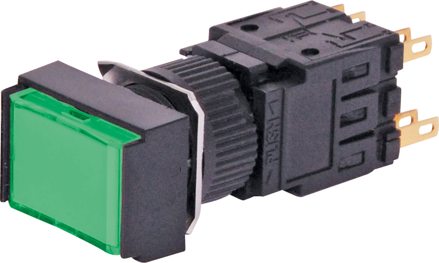 Push Button Switch 4PST Alternate Illuminated Solder Tail Green S1732A