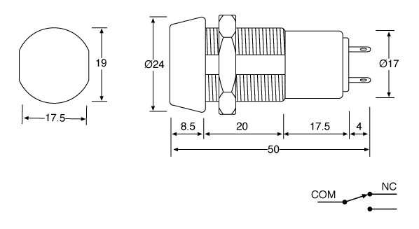 Barrel Key Switch - Key Type B S2500