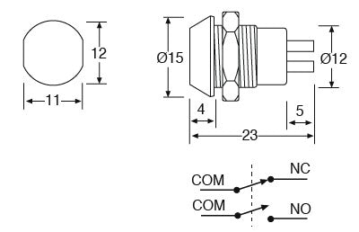 Keyswitch 2 Position DPST Mini Tubular 1001 Key S2521