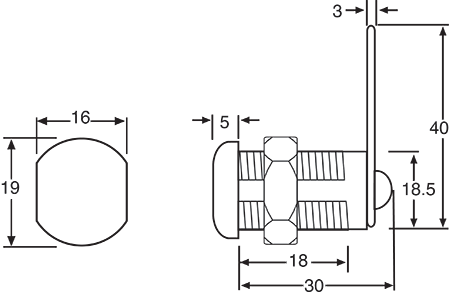 Key Switch 22mm 8004 Key Cam Lock S2560