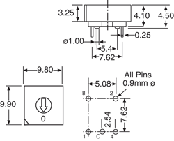 Encoding Switch 5 Pin Hexidecimal PCB Mount Rotary Switch S3000A