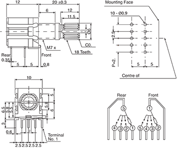 Rotary Switch 2 Pole 4 Position 90 Degree S3008