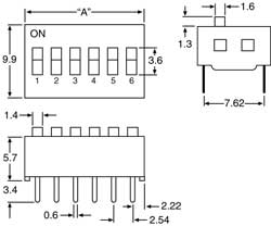 DIP DIL Switch 6 Way S3055