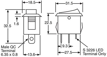 SPDT Heavy Duty Centre Off Alternate Rocker Switch S3232