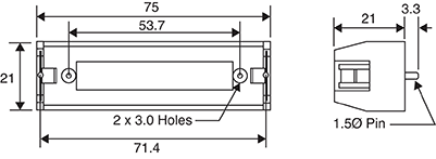 Battery Holder Single 18650 PCB Square 150mm Fly Leads S5039