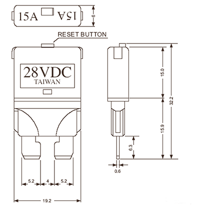 Circuit Breaker Blade Fuse 10A 12V-24V DC Type S5544