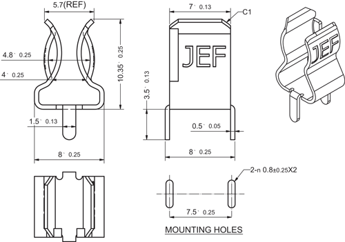 Fuse Clip 3AG PCB Mount Pk 100 S5981