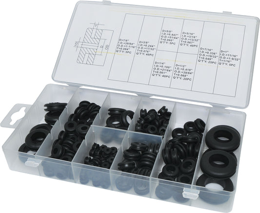 Cable Grommet Rubber Grommets Multi Pack 180pc S6054