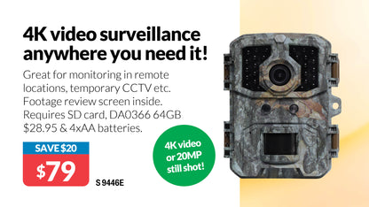 Trail Camera Camouflage/Scouting 4K UHD Surveillance DVR Camera S9446E