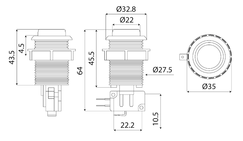 Arcade Style Momentary Switch Black SA0915