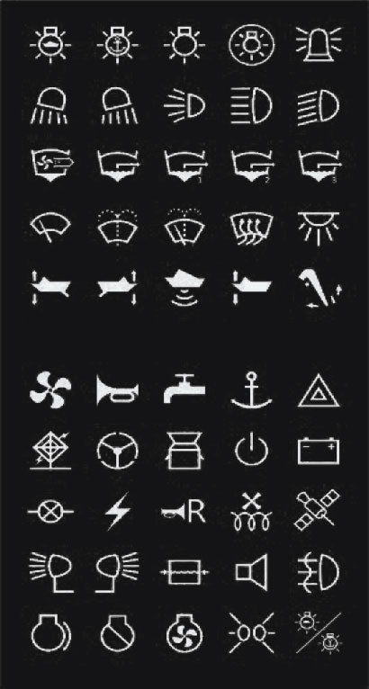 Rocker Switches Marine Icon Labels To Suit S1026-9 SB1026