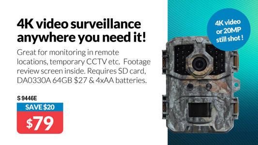 Trail Camera Camouflage/Scouting 4K UHD Surveillance DVR Camera S9446E