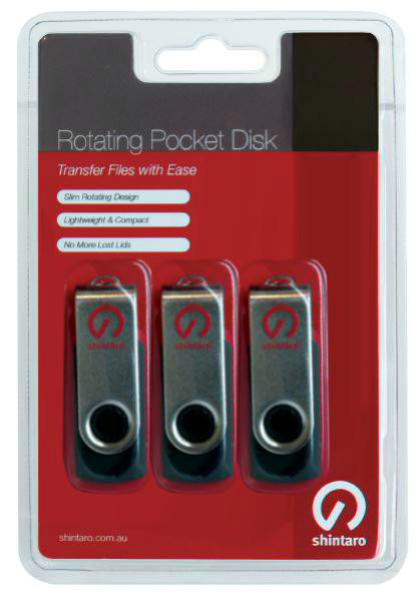 Shintaro 16GB USB2.0 Flash Drive 3PK SHR16GB-3PK