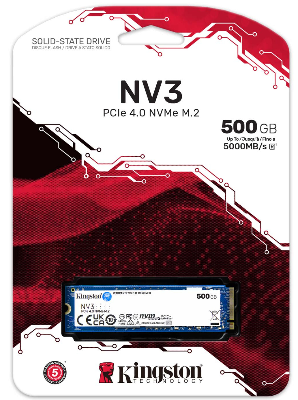 Kingston SNV3S NV3 500GB 4.0x4 NVME M.2 2280 Ssd Gen4 HBK-SNV3S-500G