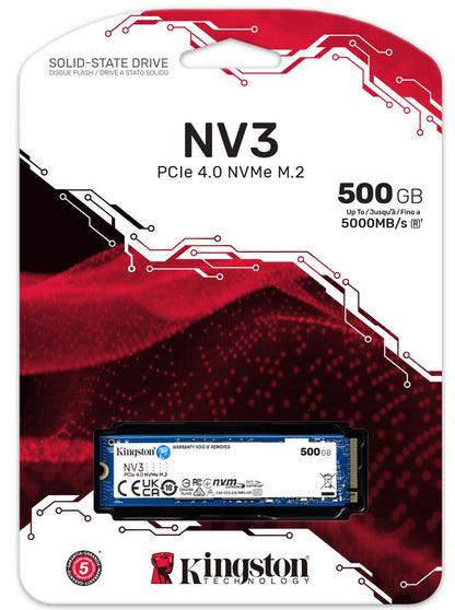 Kingston SNV3S NV3 500GB 4.0x4 NVME M.2 2280 Ssd Gen4 HBK-SNV3S-500G