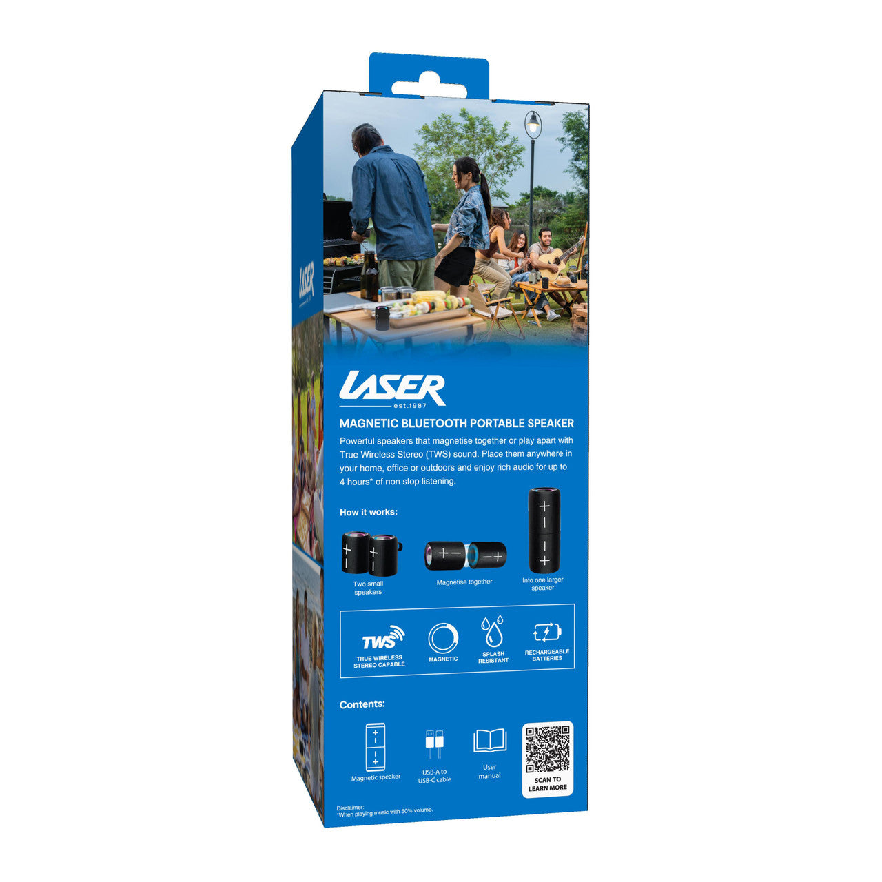 Laser Magnetic Bluetooth Pill Speaker Black SP-MA10BK-557