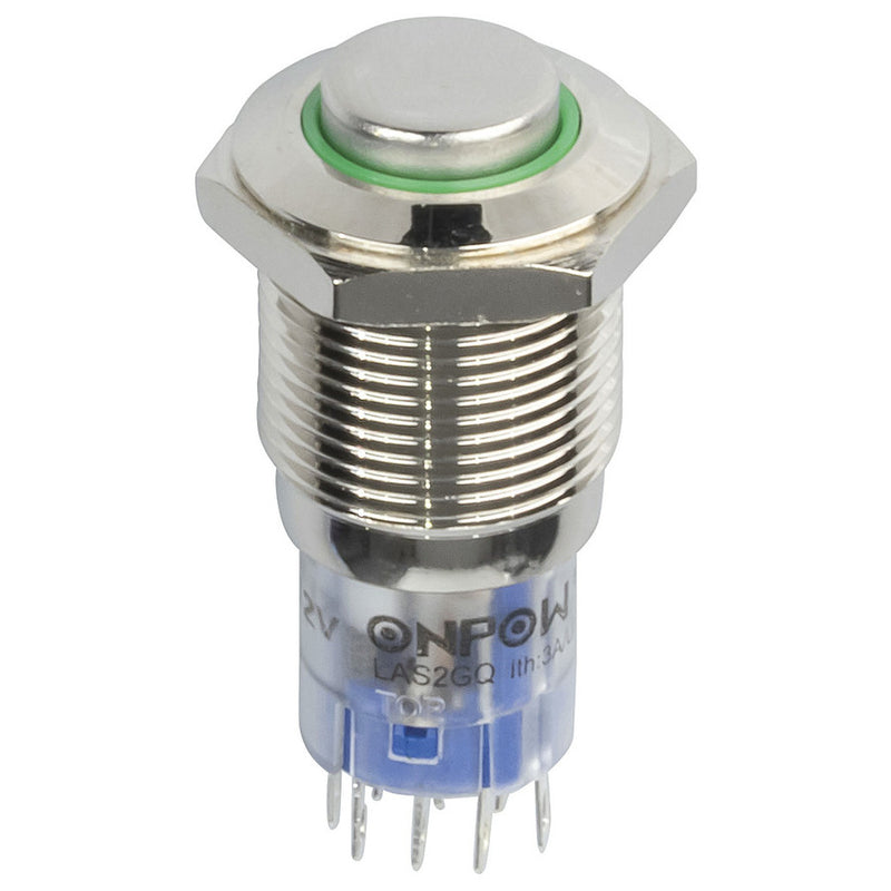 Switch Push Button Momentary Illuminated IP67 Rated Green SP0797