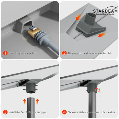 Starbeam Starlink Gen 3 Standard Aluminum Pole Adapter 25-48mm Pole SAT-SB-00083