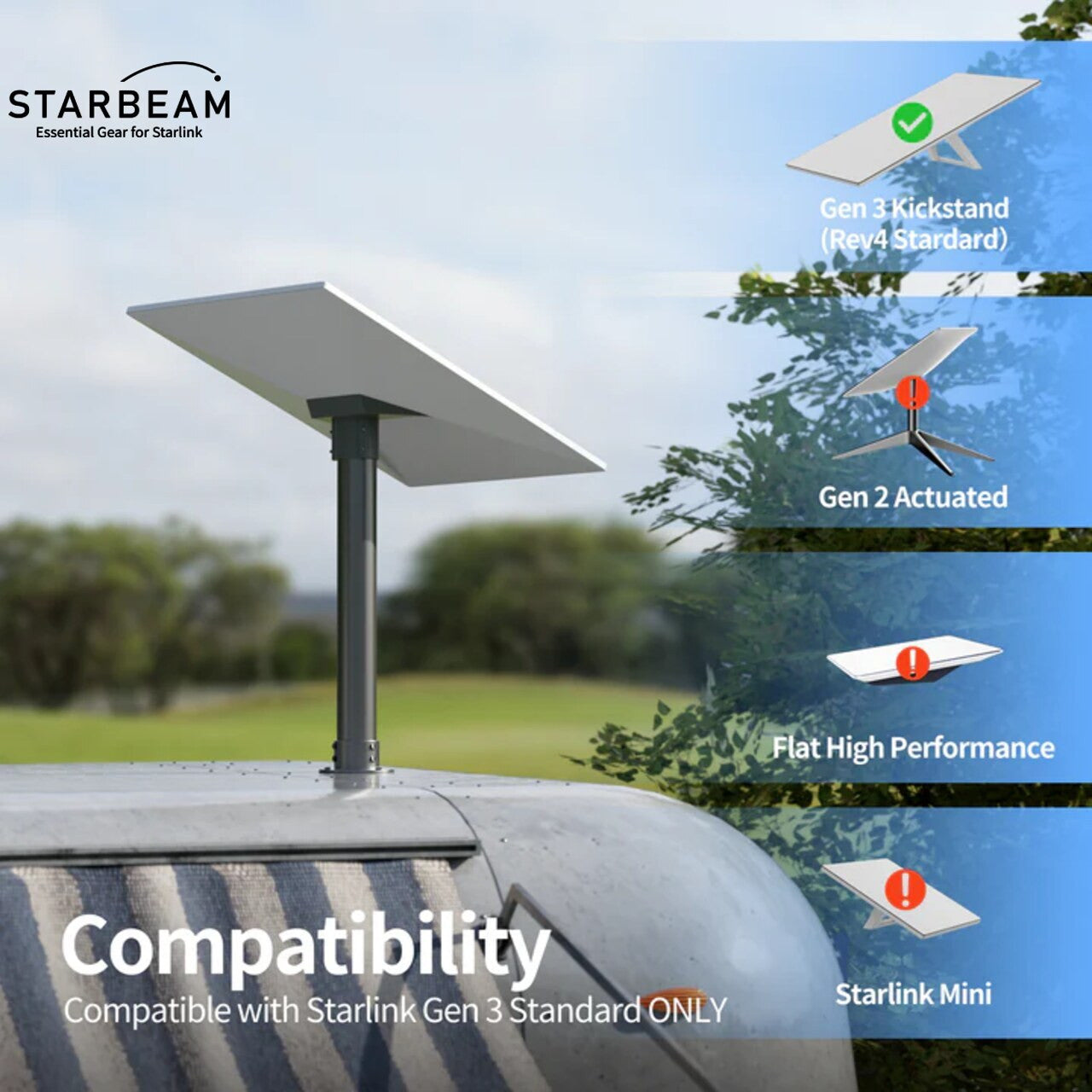 Starbeam Starlink Gen 3 Standard Aluminum Pole Adapter 25-48mm Pole SAT-SB-00083