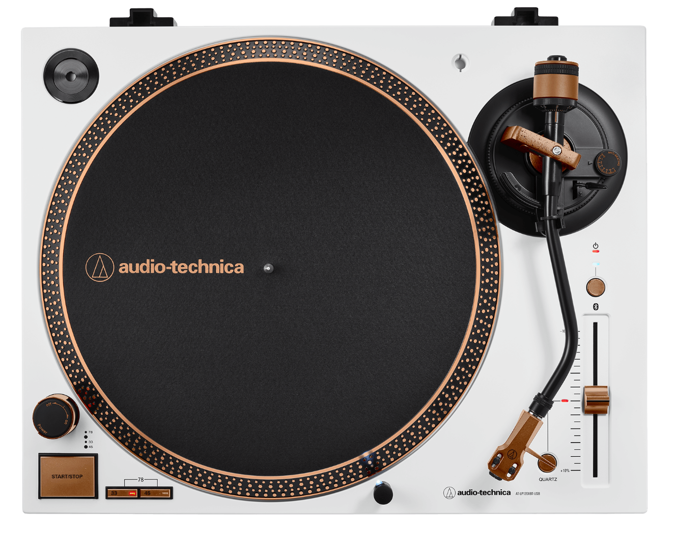 Audio Technica Turntable 33/45/78 Rpm Usb Bluetooth Direct Drive Manual White Bronze Lp120xbt-usb Wb