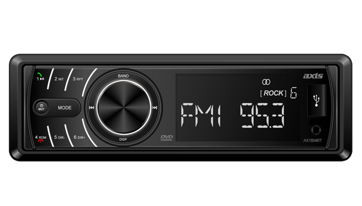 Axis CD DVD AM/FM Bluetooth Single DIN Receiver 12/24V AX1804BT