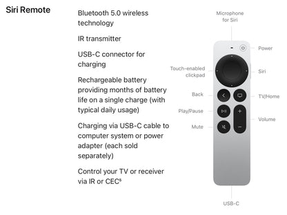 Apple TV 4K Wi-Fi + Ethernet 128GB (3rd Gen) MN893X/A