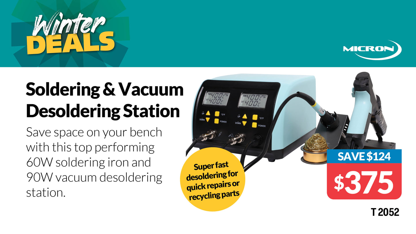 Soldering Iron & Desoldering Station Combination 60W Soldering & 90W Vacuum T2052