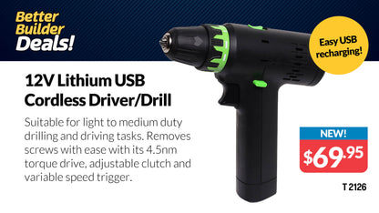 Drill Driver Cordless USB Rechargeable T2126