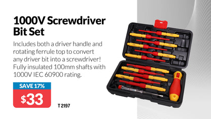 Screwdriver Set12 Piece Insulated 1000v T2197