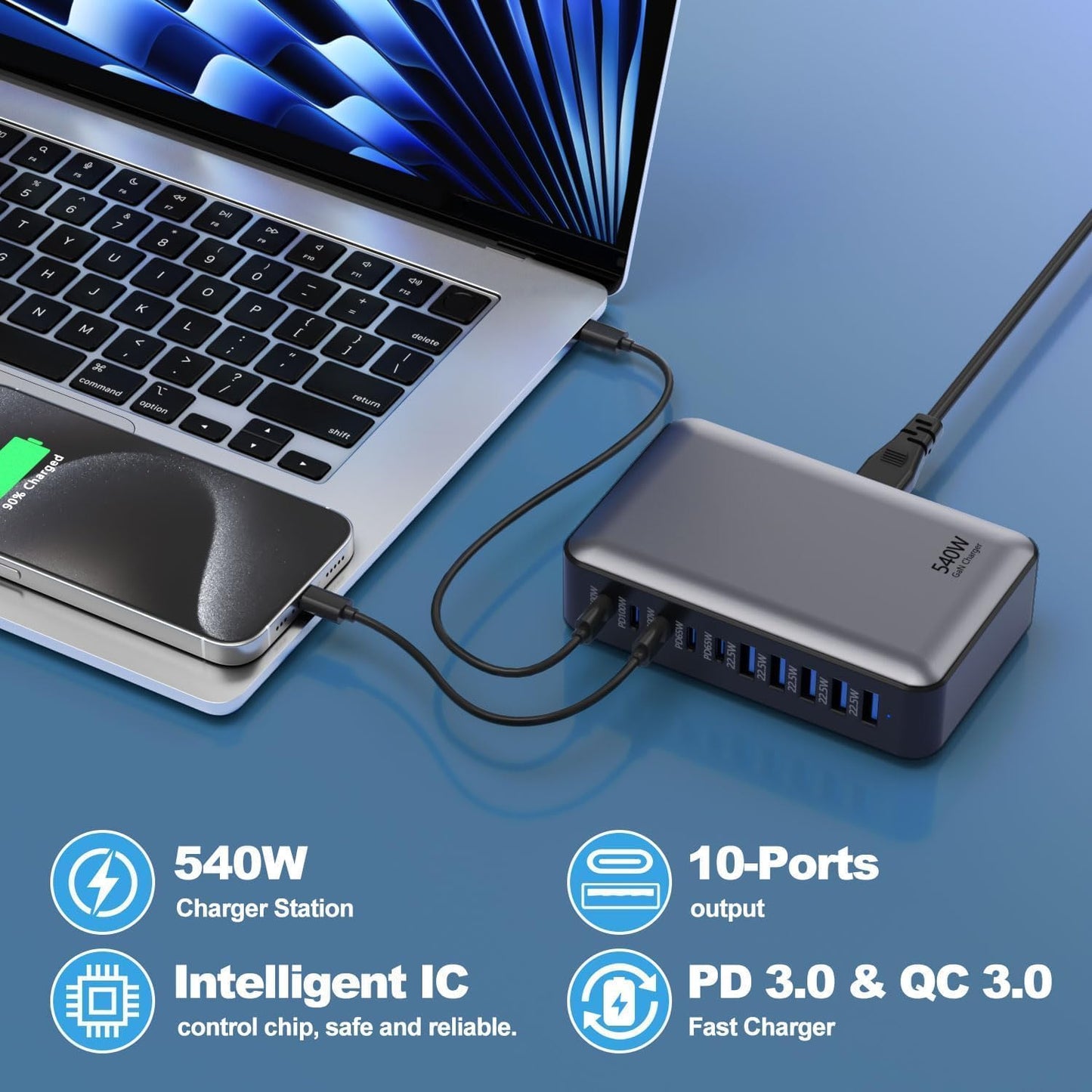 Charging Station 540w 10-port USB 5C/5A TCS710ACC