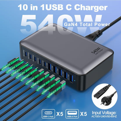 Charging Station 540w 10-port USB 5C/5A TCS710ACC