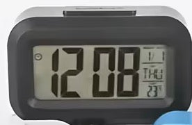 Alarm Clock with Calendar, Thermometer, Snooze Function. Black TUR177668