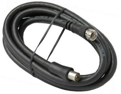 Flylead RG6Q 75ohm F PLG-PAL Plug 5m Black TVL145B