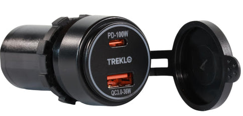 Treklo PD PRO USB-A+USB-C Charger Port 100w Backlit USB-100W-QC-LIT