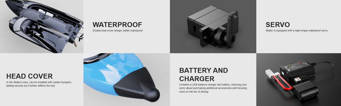 UDI RC Sklater Boat 13in 2.4ghz Black UDI-034BLACK