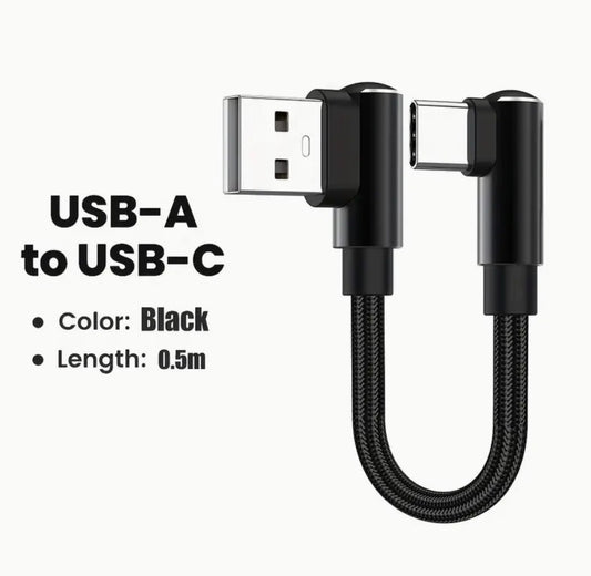 USB A Right Angle To Type-C Right Angle Armoured USB Cable UE1810123/B.5