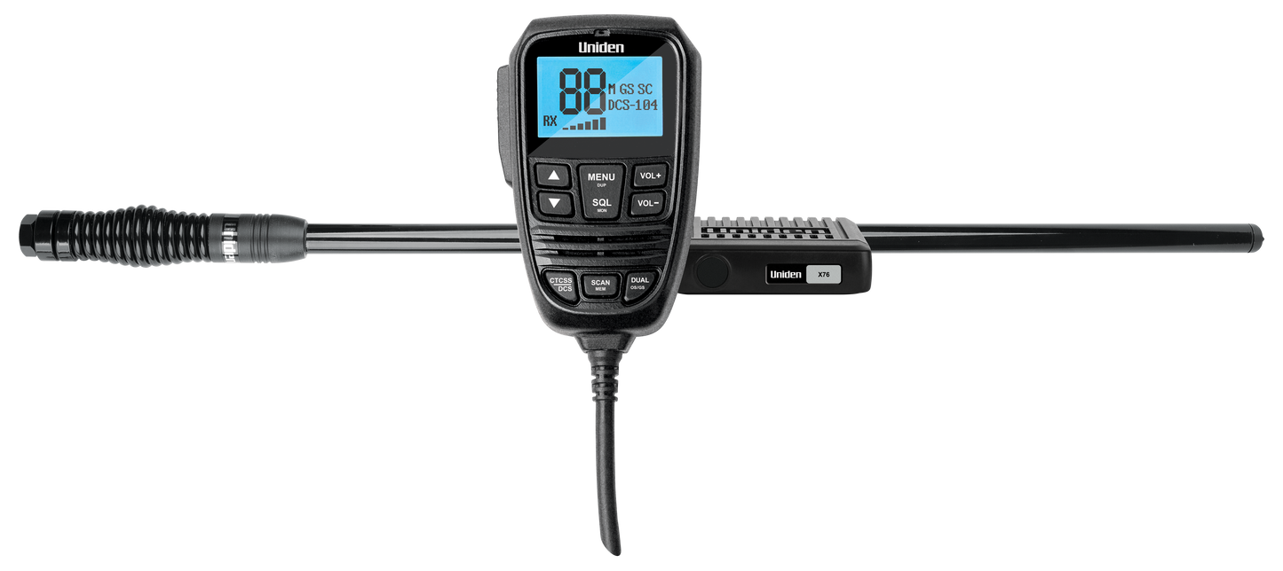 Uniden 80CH UHF CB Mobile LCD Microphone AT880 Twin Antenna Value Pack X76VP