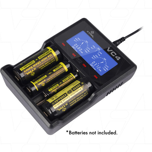 Battery Charger with USB Input and LCD Display XTAR VC4 1-4 Cell Lithium Ion / NiMH VC4