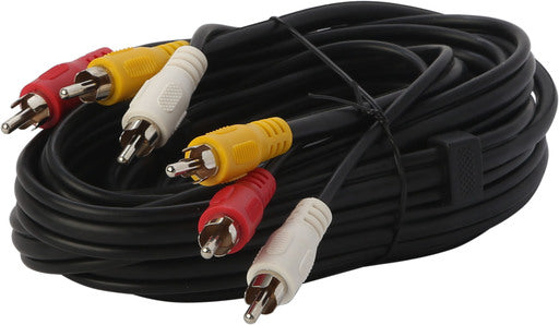 Audio & Video Cable Three Rca Plugs To Plugs Audio+Video Lead 3m VC60